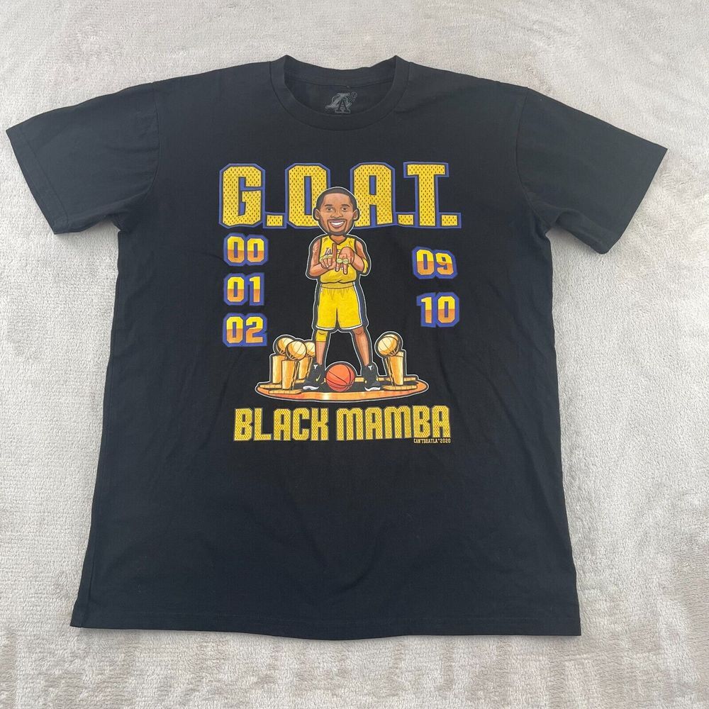 Kobe Bryant Black Mamba GOAT T Shirt Large Championships 00 01 02 09 10 Lakers